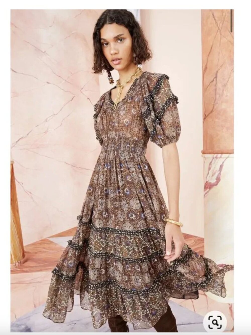 Ulla Johnson “Naysa “ In Noir Patchwork Dress